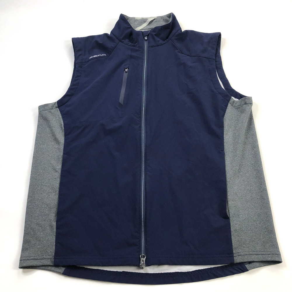 Zero Restriction Large Vest Mens Softshell Full Zip Golf Windbreaker Blue Gray